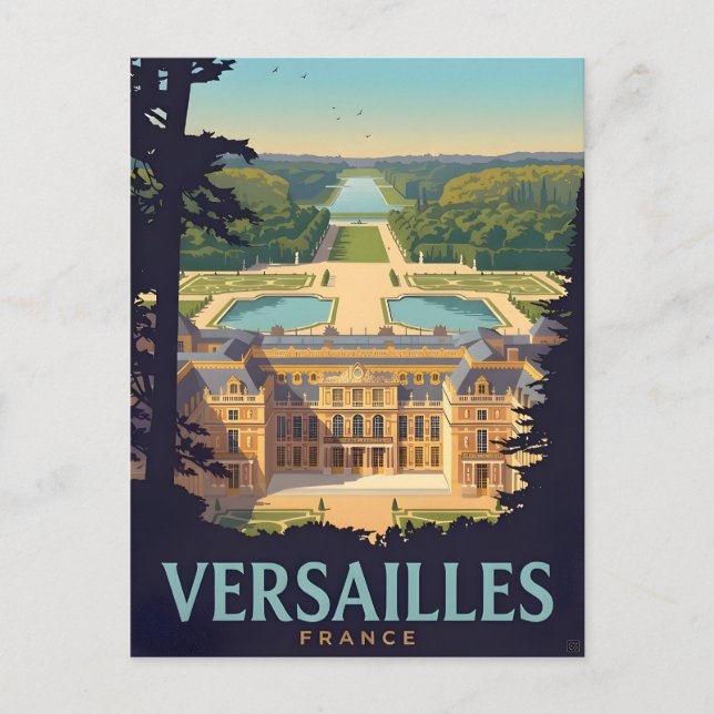 Palace of Versailles Postcard – Historic French La Vykort (Framsida)