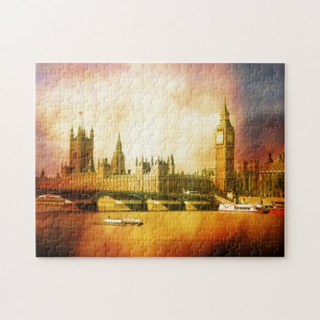 Palace of Westminster and Big Ben på Thames Pussel (Horisontell)