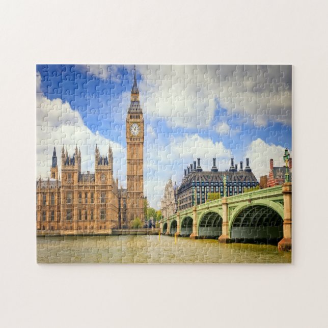 Palace of Westminster Bridge London Jigszle Puzzle Pussel (Horisontell)