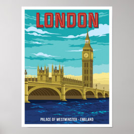 Palace of Westminster London Vintage resor Poster