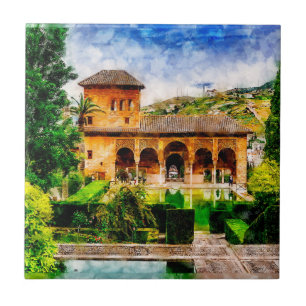 Palacio del Partal, Alhambra, Granada, Spanien. Kakelplatta