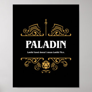 Paladin Class Tabletop RPG-spel Poster