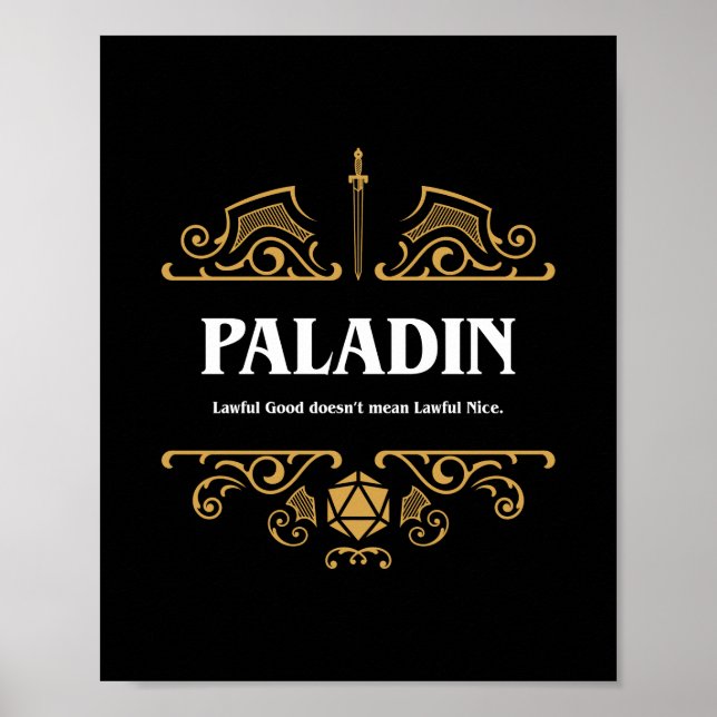 Paladin Class Tabletop RPG-spel Poster (Framsidan)
