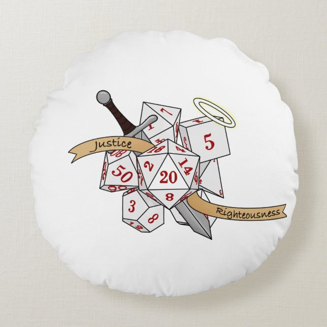 Paladin Dice Design Rund Kudde (Framsidan)