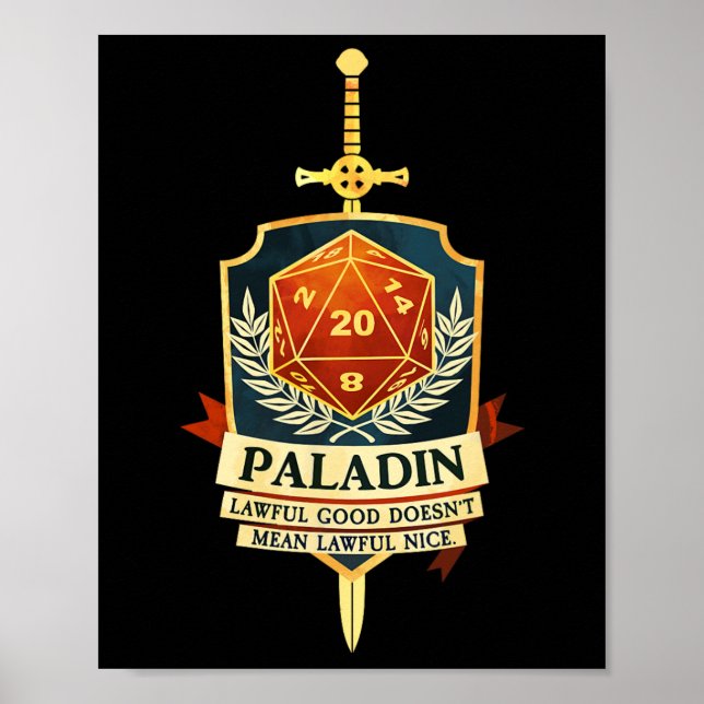 Paladin Fantasy Rpg Trpg Gamer Cl  Poster (Framsidan)