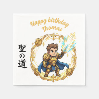 Paladin Holy Knight RPG Anime Chibi Gamer Birthday Pappersservett