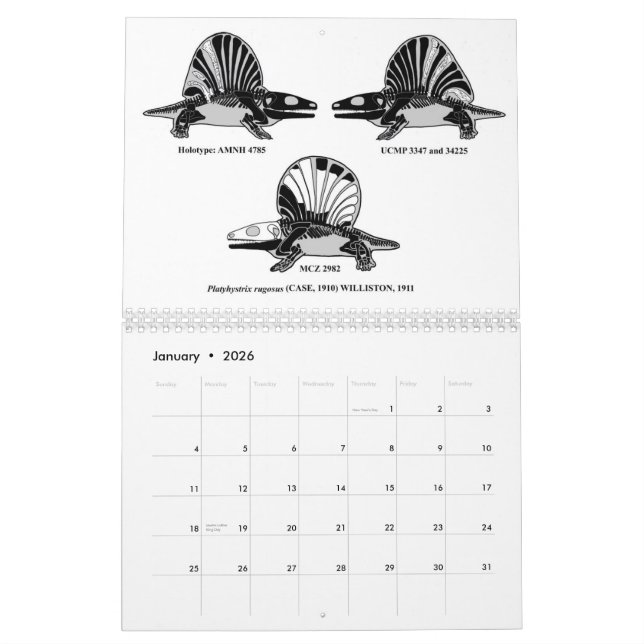 Palaeozoic 2012 och Mesozoic seglade Tetrapods Kalender (Jan 2026)
