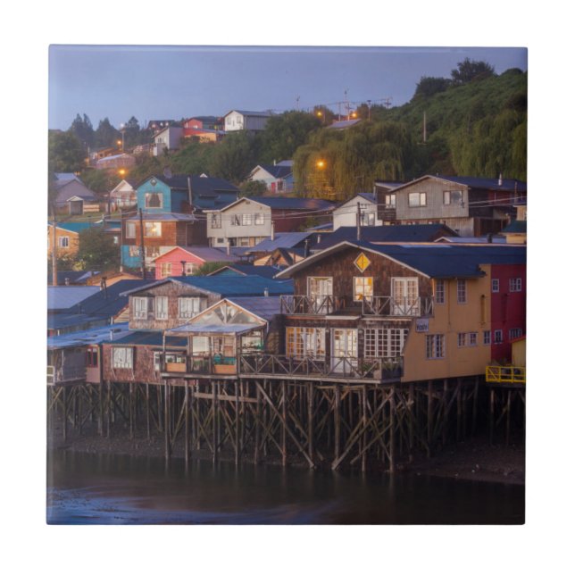 Palafito stilt house, förhöjd syn kakelplatta (Framsidan)