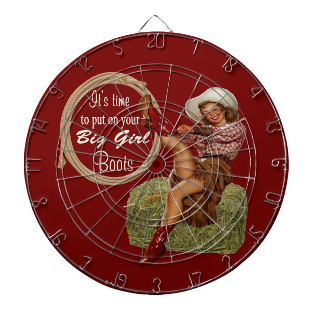 Pålagd Cowgirl dig stora kängor Darttavla (Framsidan)