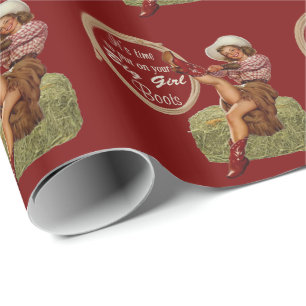 Pålagd Cowgirl dig stora kängor Presentpapper