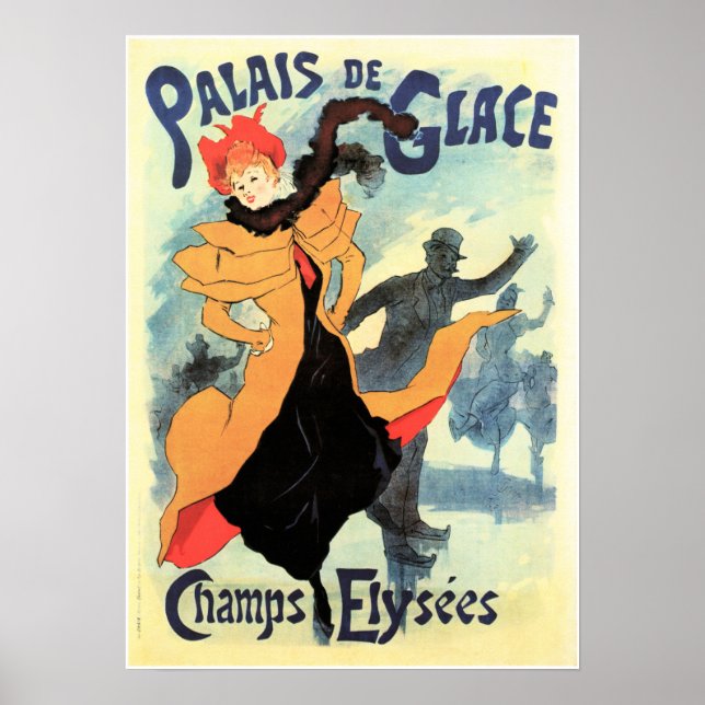 PALAIS DE GLACE Champs Elyses Old Jules Cheret Poster (Framsidan)
