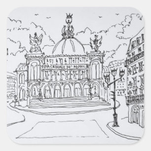 Palais Garnier operahus Paris, Frankrike Fyrkantigt Klistermärke