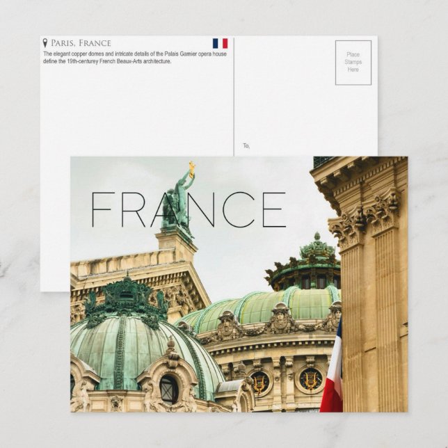 Palais Garnier, Paris, Frankrike Resekort Vykort (Fram/baksida)