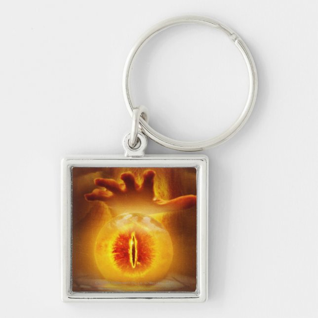 PALANTIR™ FYRKANTIG SILVERFÄRGAD NYCKELRING (Framsidan)