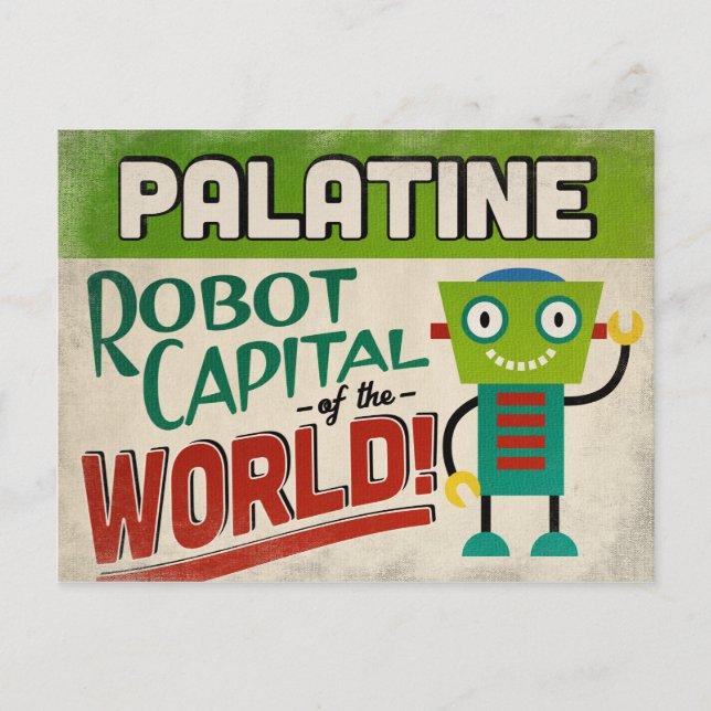 Palatine Illinois Robot - Funny Vintage Vykort (Framsida)