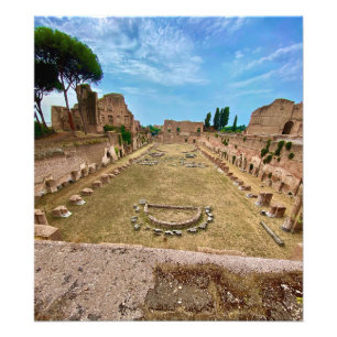 Palatine Stadium Ruins i Rom, Italien Fototryck