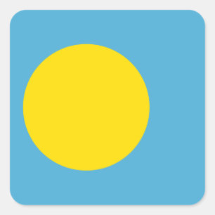 Palau Flagga Fyrkantigt Klistermärke