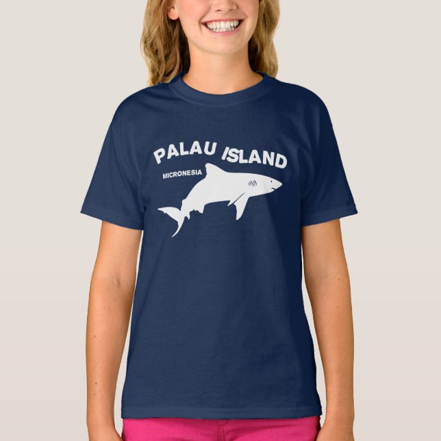 Palau Island-Dykan med hajar T Shirt (Framsida)