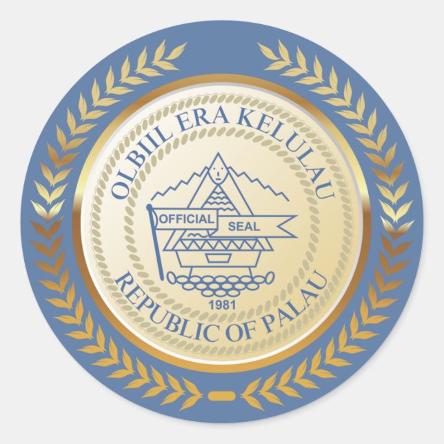 Palau Officiell Seal Runt Klistermärke (Framsida)