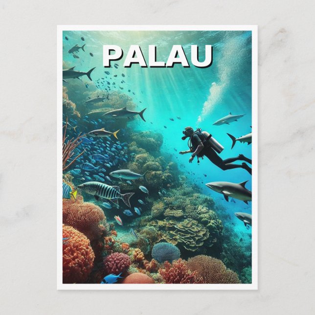 Palau Scuba Dykning Resor Vykort (Framsida)
