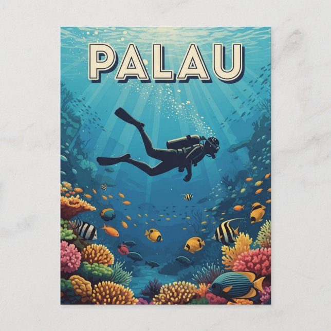 Palau Scuba Dykning Resor Vykort (Framsida)