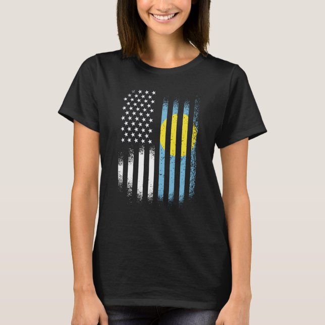 Palauan American Patriot Grown Country USA Flags S T Shirt (Framsida)