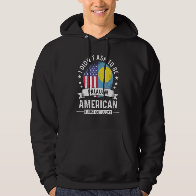 Palauan American Patriot Grown Humor Flag Hoodie (Framsida)