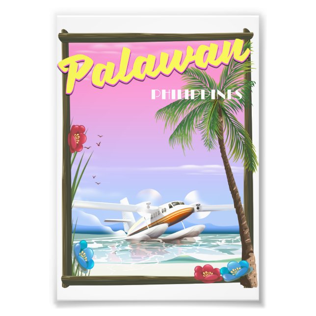 Palawan Filippinerna flygplansaffisch Fototryck (Framsidan)