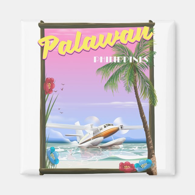 Palawan Filippinerna flygplansaffisch Magnet (Framsidan)