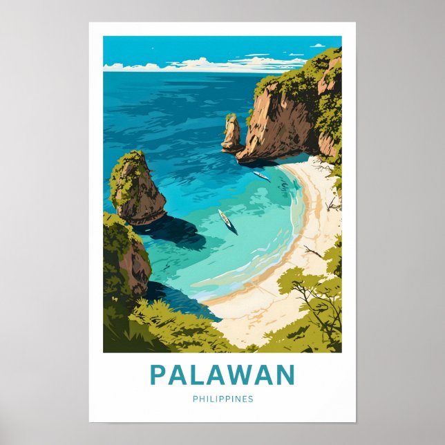 Palawan Filippinerna Travel Skriv ut Poster (Framsidan)