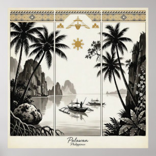 Palawan Filippinerna Triptyk Väggkonst