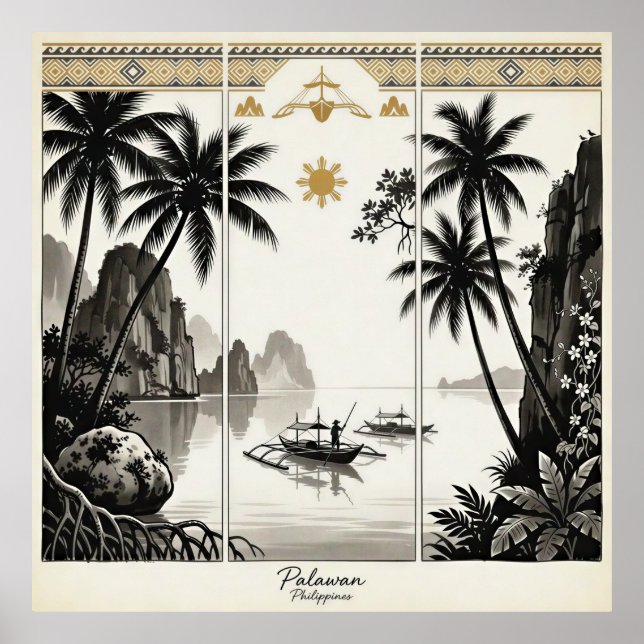 Palawan Filippinerna Triptyk Väggkonst (Framsidan)