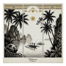 Palawan Filippinerna Triptyk Väggkonst