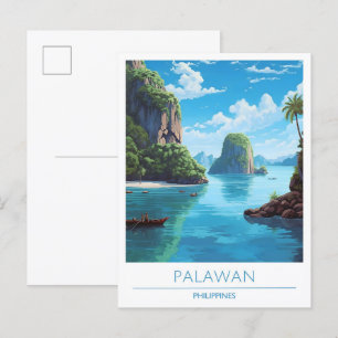 Palawan Filippinerna Vintage resor Vykort