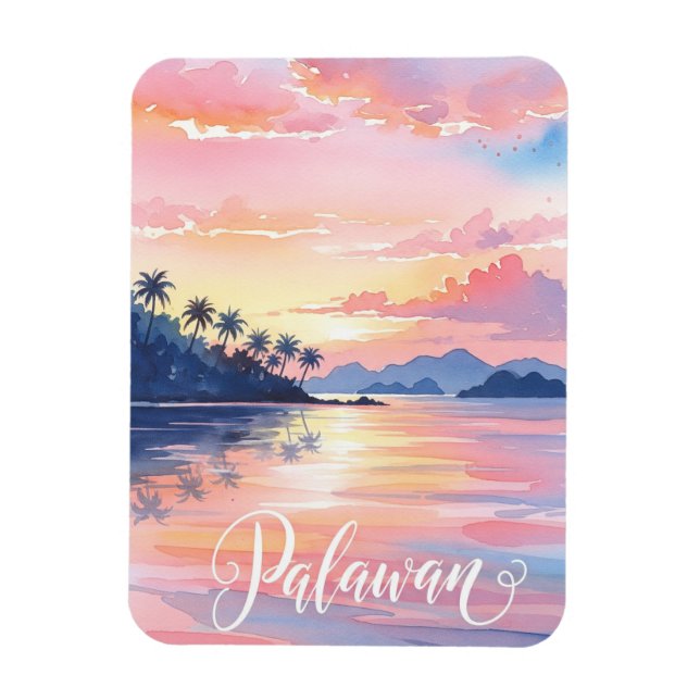 Palawan Filippinerna Watercolor Travel Magnet (Vertikal)