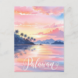 Palawan Filippinerna Watercolor Travel Vykort