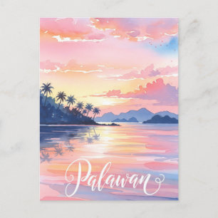 Palawan Filippinerna Watercolor Travel Vykort