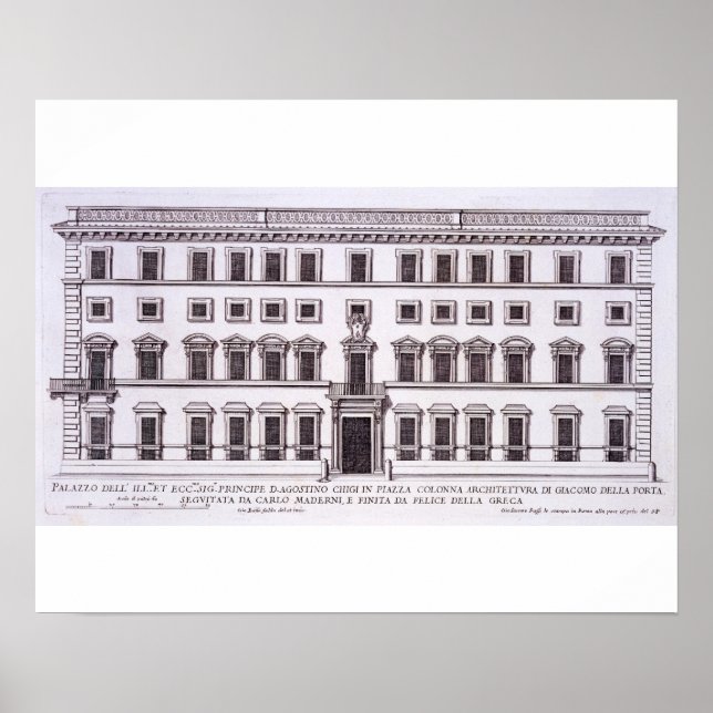 Palazzo Chigi, Piazza Colonna, Rom, från Palazzi Poster (Framsidan)