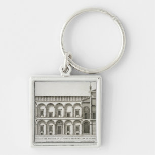 Palazzo di Santo Spirito, från "Palazzi di Roma", Fyrkantig Silverfärgad Nyckelring