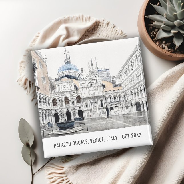 Palazzo Ducale Venice Italien Watercolor Travel Magnet (Skapare uppladdad)