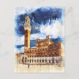 Palazzo Pubblico på Siena. Tuscany, Italien. Vykort