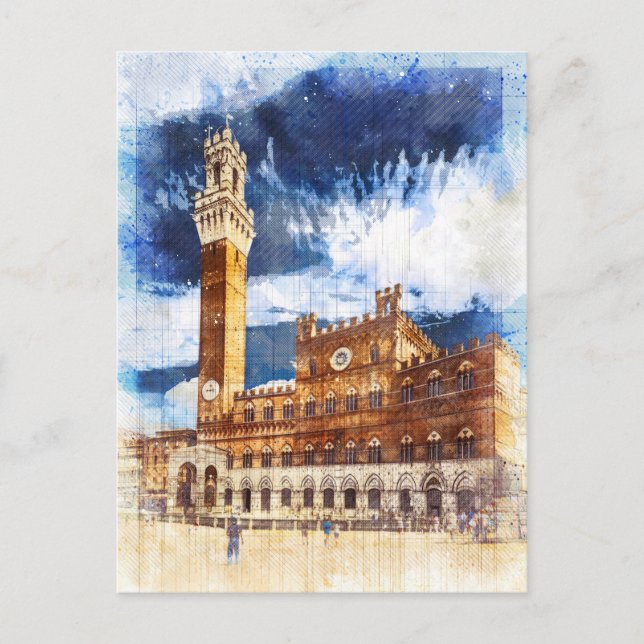 Palazzo Pubblico på Siena. Tuscany, Italien. Vykort (Framsida)