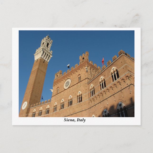 Palazzo Pubblico, Piazza del Campo, Siena Italien Vykort (Framsida)
