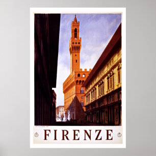 Palazzo Vecchio, Florence, Italien Vintage resor Poster