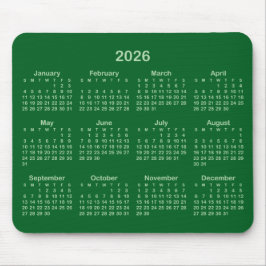 Pale and Forest Green 2026 Calendar Musmatta