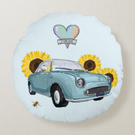 Pale Aqua Figaro round pillow Rund Kudde