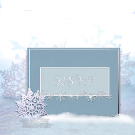 Pale Blue and Sky Snowflake Response Postcard