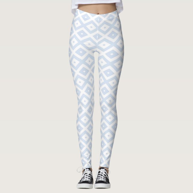 Pale blue and white diamond pattern leggings (Framsida)