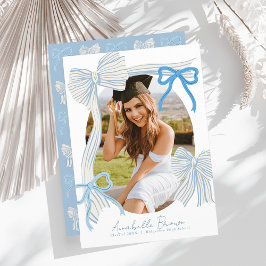 Pale Blue Bows Photo Graduation Announcement Inbjudningar