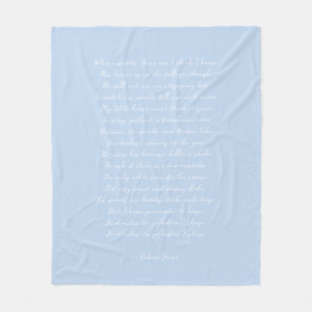 Pale Blue Custom Poem Song Lyric Quote  Fleecefilt (Framsidan)